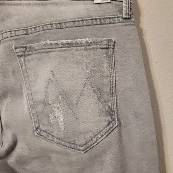 Mother The Dropout Holy Smokes Denim Jeans Womens 27 Grey Tapered Distressed - Picture 6 of 13